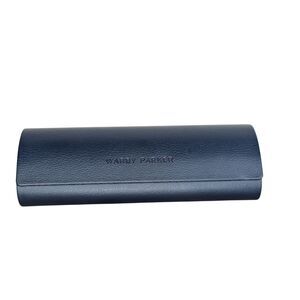 Warby Parker Clam Shell Navy Eyeglass Case Inside says Nice to See You